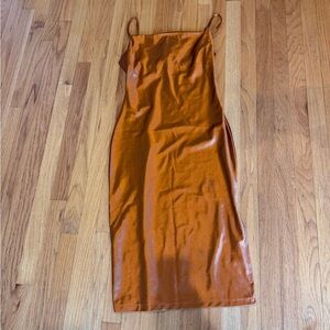 Elegant Satin Slip Dress in Rust